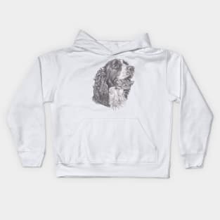 Classic English Springer Spaniel Dog Profile Drawing Kids Hoodie